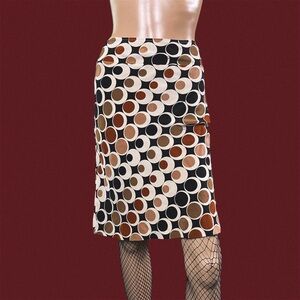 Banana Republic silk cream and brown polka dot midi skirt